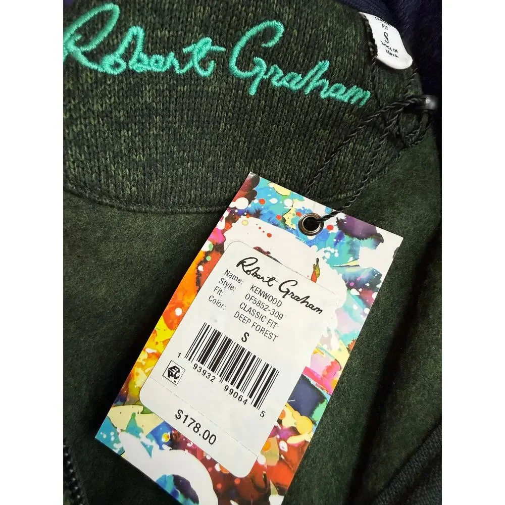 Robert Graham Kenwood Long Sleeve Quarter Zip Sweater Forest Green S